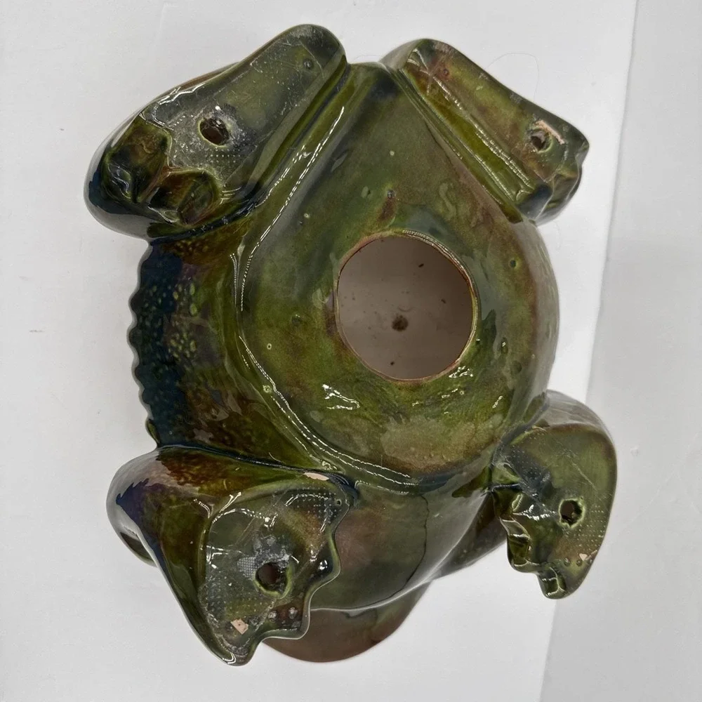 Vintage Arnel's ? XLarge Ceramic Frog Toad Garden Decor Green Figurine
